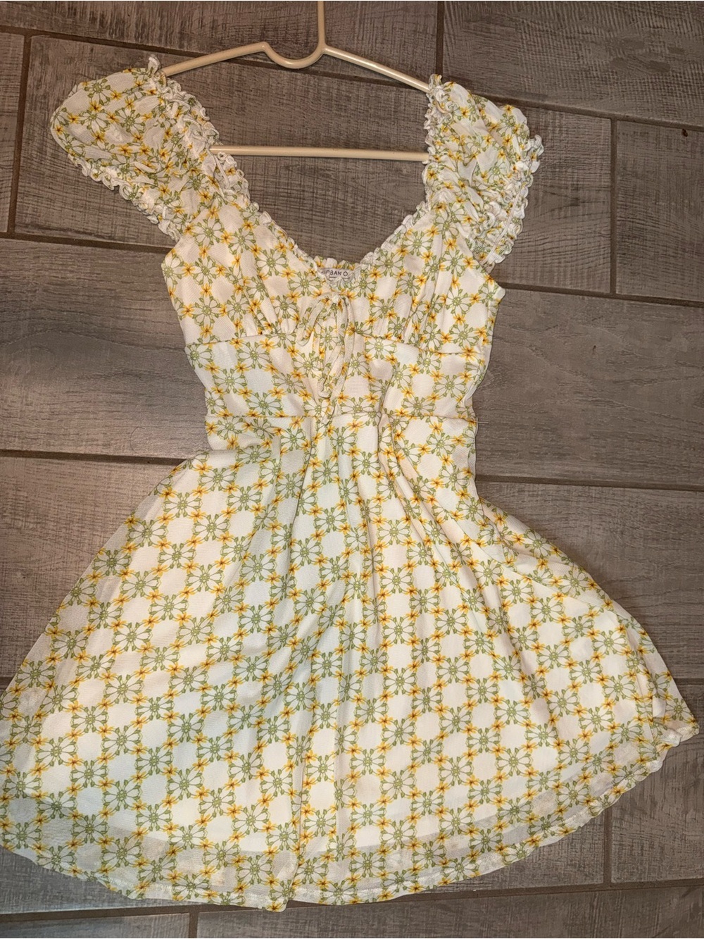 Urban Outfitters White Floral Smocked Sundress with Yellow Flowers